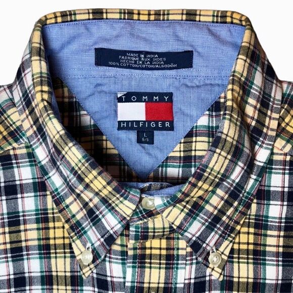 Tommy Hilfiger Plaid Oxford Shirt in Blue/Yellow/Green/Red Men’s Large - Picture 1 of 8